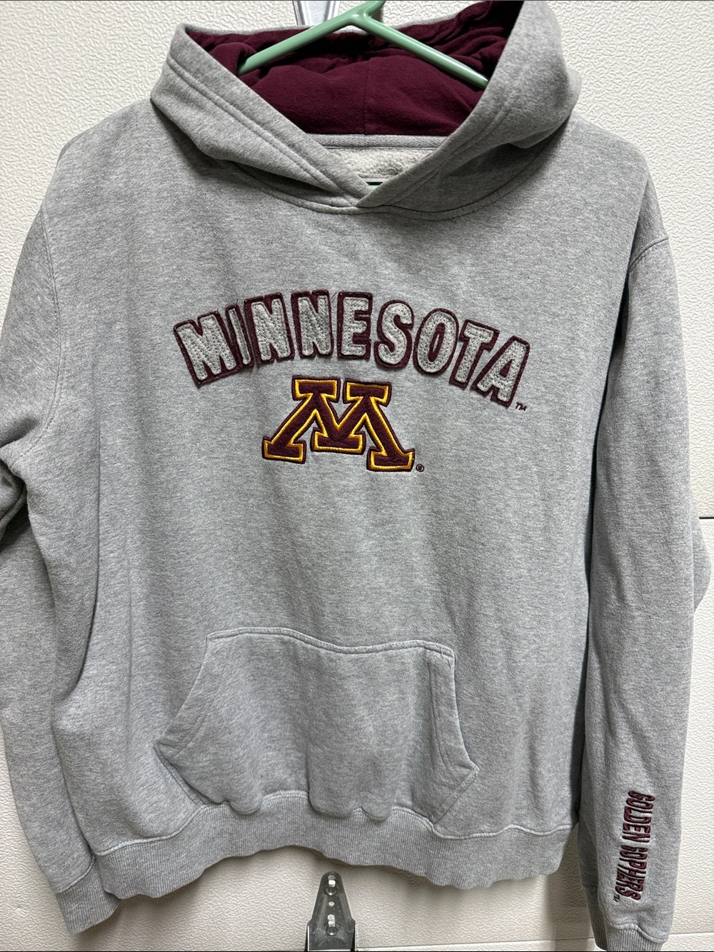 University of Minnesota Grey Hoodie with Maroon & Gold Logo